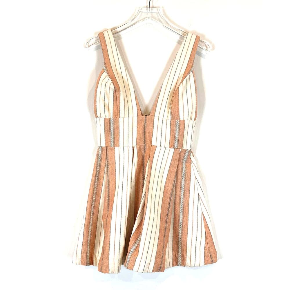 Majorelle Revolve Womens Denim Mini Sleeveless Dress Small Stripes Pleated Beach